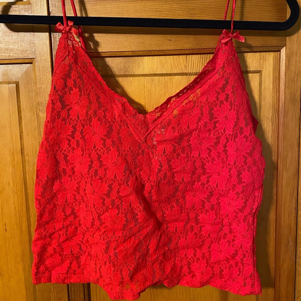 Red Lace Cropped Cami